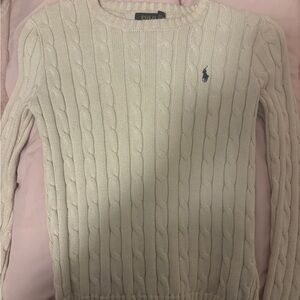 Ralph Lauren Cream Cable Knit Crewneck Sweater